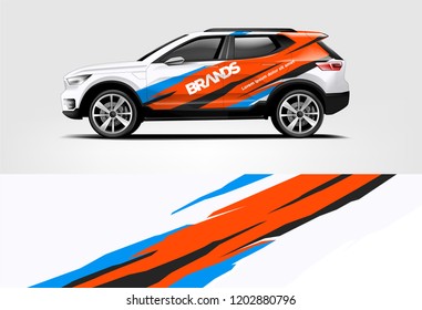 SUV wrap design. Wrap, sticker and decal design for company. Vector format