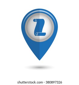 Suva paper - vector icon;  blue map pointer