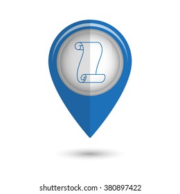 Suva paper - vector icon;  blue map pointer