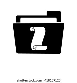 Suva paper - white vector icon ; black folder