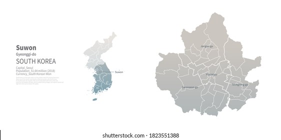 Suwon-si map. Map by Administrative Region of Korea.