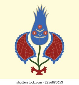 Suzani carpet element - flower in beige background, this element from the traditional textile product of Central Asian countries.	
