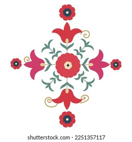 Suzani carpet element - flower in white background, this element from the traditional textile product of Central Asian countries.	
