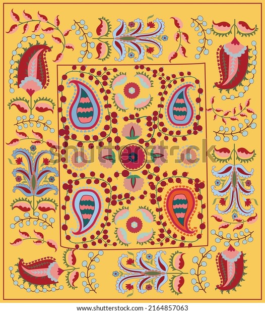 Suzani\
carpet  - traditional textile product and home interior element in\
central Asian countries. Uzbekistan. Suzane.\
