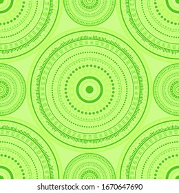 Suzani folk motifs seamless pattern. Circle medallion mandala abstract tiles. Textile print template. Retro fashion pattern. Classic circular seamless ornament. Cute mandala design.