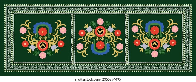Suzani  - home interior element in the countries in the Central Asian region. Gorgeous shapes of flowers and plants decorate this carpet. Uzbekistan culture. 