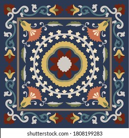 Patrón multicolor Medallion Vintage de estilo turco, indio. Se puede usar un patrón sin fin para cerámica, papel pintado, linóleo, textil, fondo de página web. Vector