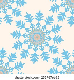 Suzani pattern background - flowers, traditional art in Central Asia and Uzbekistan. Embroidery textile product. Using in home decor.	
