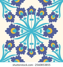 Suzani pattern background - flowers, traditional art in Central Asia and Uzbekistan. Embroidery textile product. Using in home decor.	
