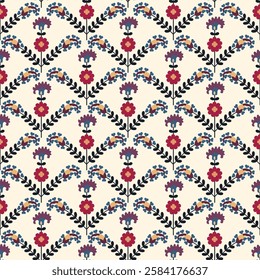 Suzani pattern background - flowers, traditional art in Central Asia and Uzbekistan. Embroidery textile product. Using in home decor.	
