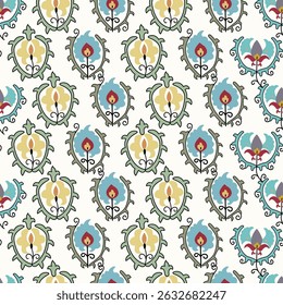 Suzani pattern background - flowers, traditional art in Central Asia and Uzbekistan. Embroidery textile product. Using in home decor