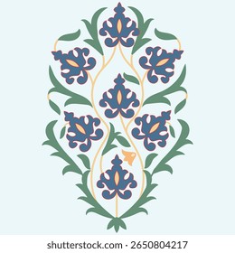 Suzani pattern background - flowers, traditional art in Central Asia and Uzbekistan. Embroidery textile product. Using in home decor