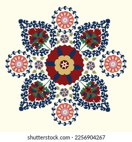 Suzani pattern - designed for pillows and for other home interior things. Traditional textile products in Uzbekistan. 	