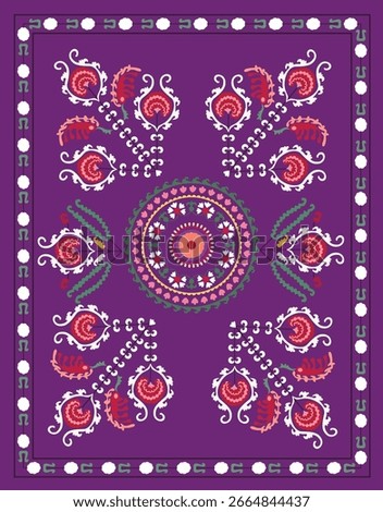 Suzani pattern - traditional textile product in Central Asia, Uzbekistan
