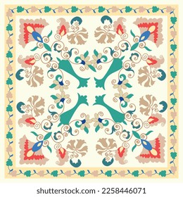 Suzani patterns - designed special for pillows. Traditional home interior element. Suzane - digital patterns for fabrics. 