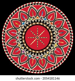 Suzani Rosette Pattern, Uzbek Vintage Floral Ornament