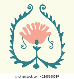 Suzani rug element - traditional patterns of textile products in Central Asian Countries. Fashion industry. Uzbekistan