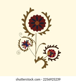 Suzani rug pattern - flower from rug, traditonal home interior element in countries of Central Asian region. Uzbekistan