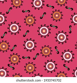 Suzani or suzane- orient pattern, using for home decor now, textile interior, traditional art in Uzbekistan