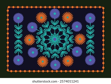 Suzani or suzane - Uzbek pattern carpet, spread in Central Asia, traditional textile product, using now in home decor and fashion industry, embroidery product	