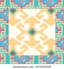 Suzani or suzane - Uzbek pattern carpet, spread in Central Asia, traditional textile product, using now in home decor and fashion industry, embroidery product	