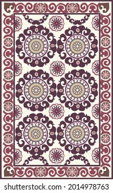 Suzani - traditional carpet in Central Asia, Uzbekistan. Using in home decor and fashion industry. 