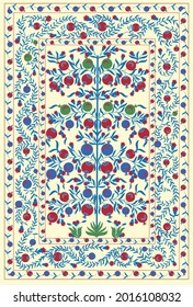 Suzani - traditional carpet in Central Asia, Uzbekistan. Using in home decor and fashion industry. 