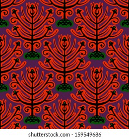 Suzani, vector seamless ethnic pattern with Uzbek Turkish and Kazakh motifs in bright vibrant colors. Texture for web, print, wallpaper, home decor, summer spring fashion textile, fabric, ceramic tile