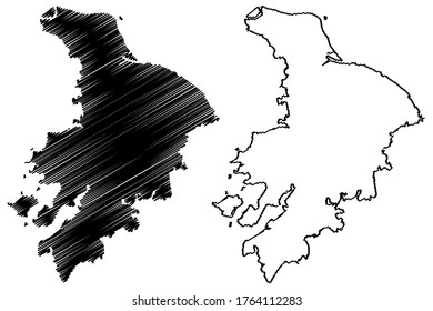 Suzhou City (People's Republic of China, Jiangsu Province) map vector illustration, scribble sketch City of Soochow or Sou-tseu map