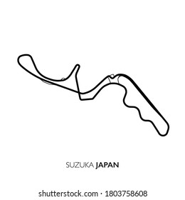 Suzuka Circuit, Japan. Motorsport Race Track Vector Map