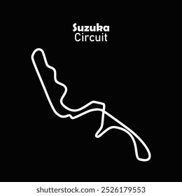 circuito de suzuka para automobilismo e autosport. grand prix pista de corrida. Plano de fundo preto