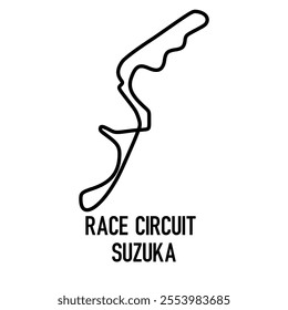 Suzuka Circuit Vector. Circuit Race Track Illustration with Editable Stroke. Stock Vector.