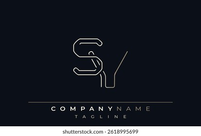 SV Abstract Line Style Logo. Minimalist Design Featuring the Letters S and V Abstract Line Style