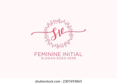 SV beauty monogram and elegant logo design handwriting logo of initial signature, wedding, fashion, floral and botanical with creative template.