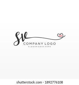 SV Beauty vector initial logo, handwriting logo of initial signature, wedding, fashion, jewelry, boutique, floral and botanical with creative template for any company or business.