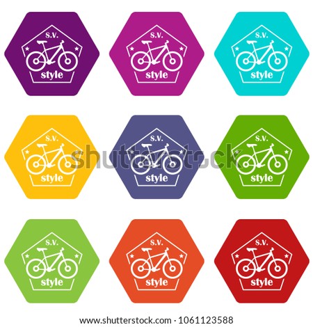 SV bike style icons 9 set coloful isolated on white for web