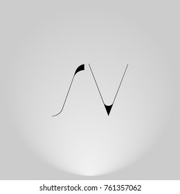 Diseño de LOGO minimalista delgado SV Black con brillo en fondo gris.