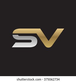 SV company linked letter logo golden silver black background
