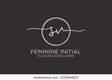 SV handwriting logo with circle template vector logo of initial signature, wedding, fashion, floral and botanical with creative template.