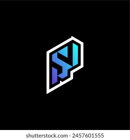 SV initial gradient blue gaming concept ideas for esport team, twitch and streamer