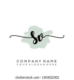 SV Initial Handwriting logo template vector