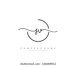 SV initial handwriting logo template vector