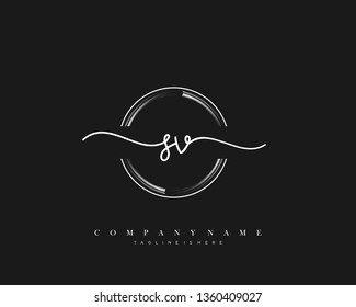 SV initial handwriting logo template vector