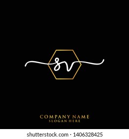 SV Initial handwriting logo template