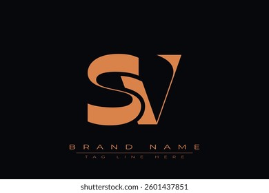 SV initial letter logo design. Letter S and V luxury alphabet letter logo icon template