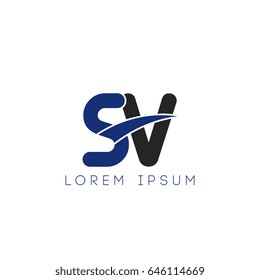 sv initial letter uppercase logo blue and black
