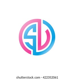 SV initial letters looping linked circle logo pink blue