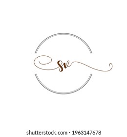 SV Initial Logo Handwriting template letter illustration