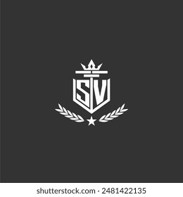 Diseño de logotipo de marca de monograma inicial SV para Imagen de Vector de corona