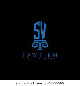 SV initial monogram for lawfirm logo with sword